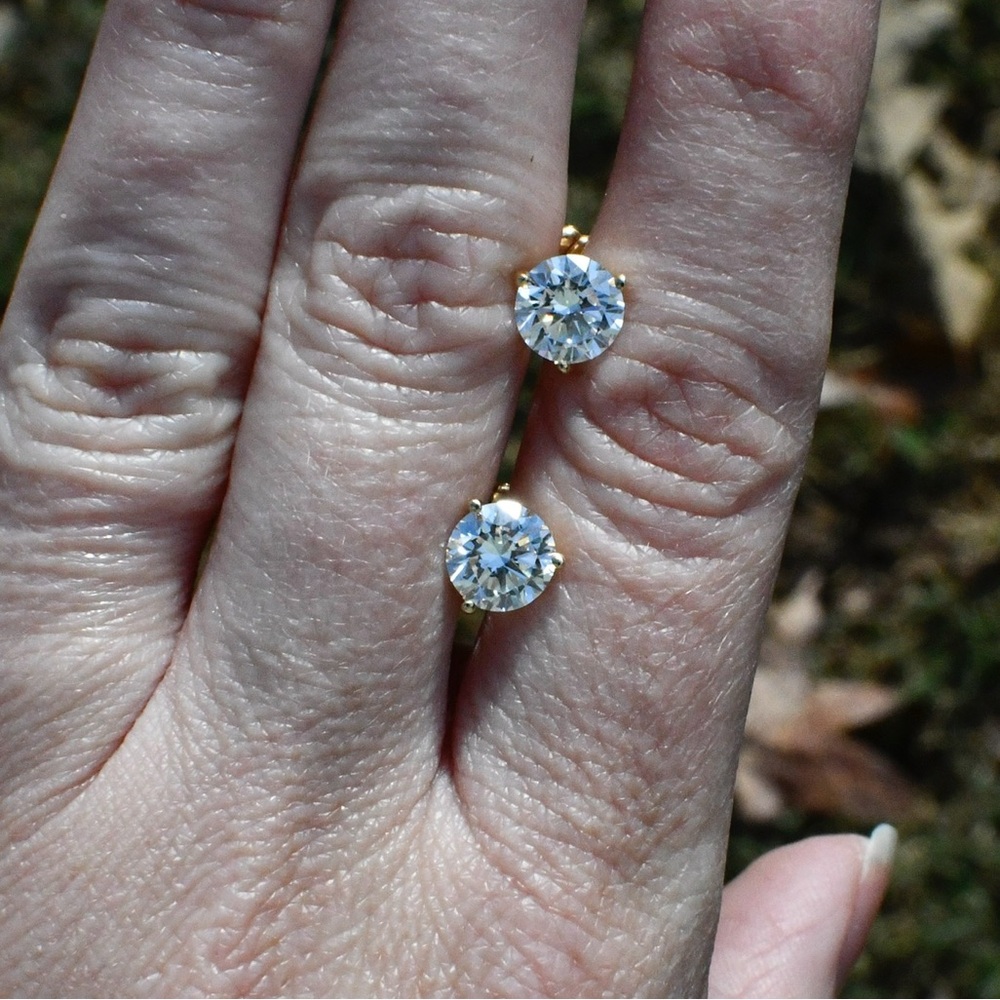 New—14K Yellow Gold 2.03 CTW Lab Grown Diamond Solitaire Earrings